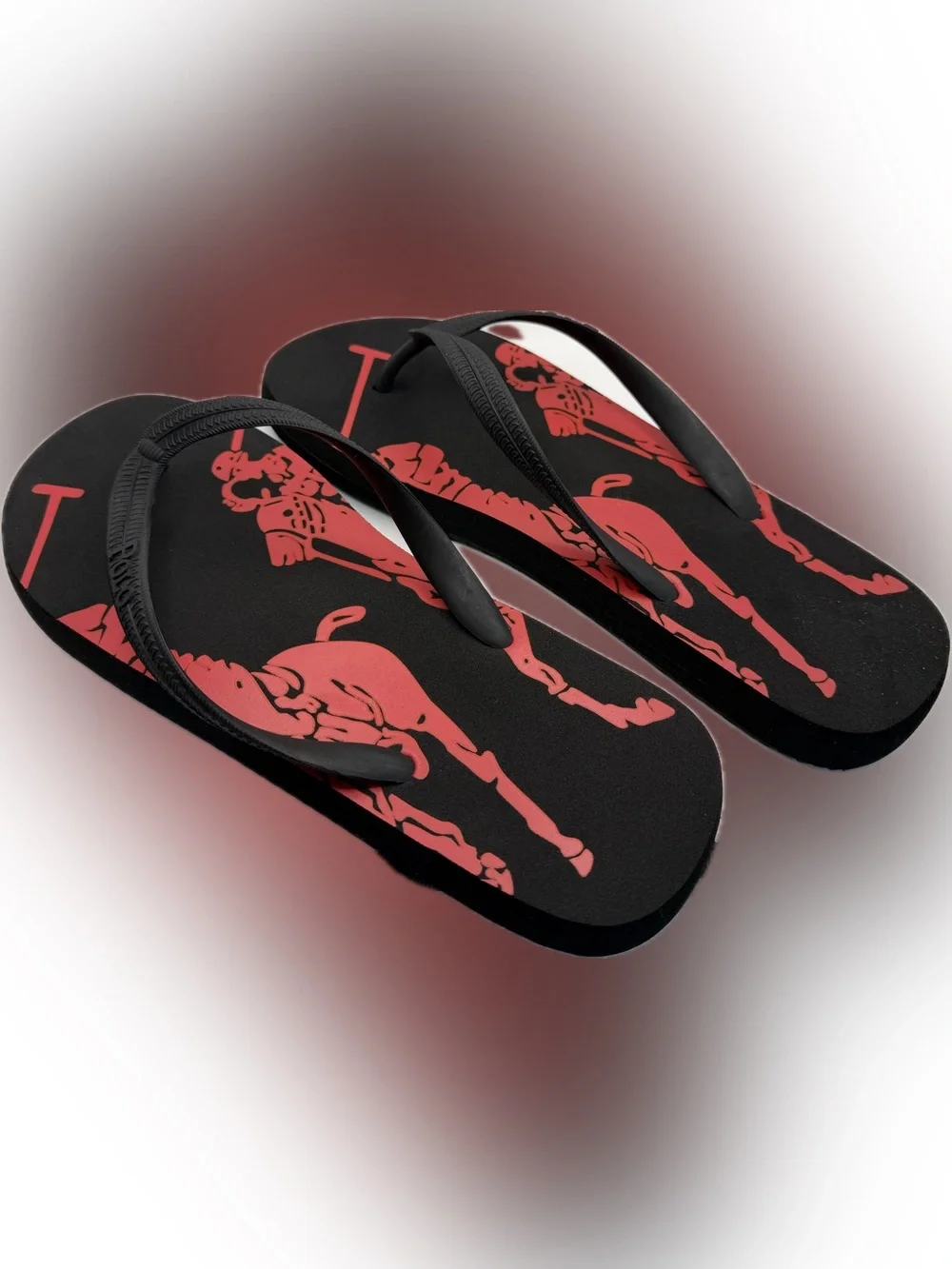 Polo Sport by Ralph Lauren Collins Black/Red Polo Player Flip Flops, Sz 11, NIB